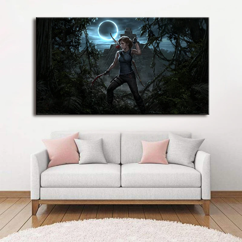Print art Tomb raider poster Lara Raider printing painting Shadow of the print on canvas | Дом и сад