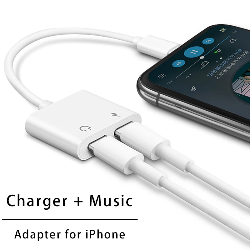 Адаптер Lightning для iPhone 2 в 1 Apple XS MAX XR X 7 8 Plus IOS 12 3 5 мм переходник наушников Aux кабель