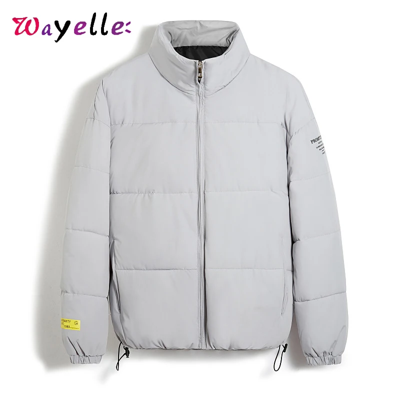 Men Jacket Winter 2019  Loose Cotton Liner Warm Men Parka Korean Solid Fashion Men Jackets Stand Zipper Pockets  Puffer Jacket