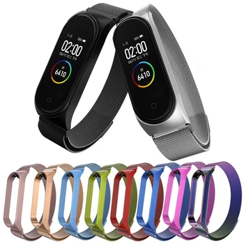 

1pc Replacement Strap For Mi Band 3 4 Stainless Steel Strap For Xiaomi Mi Band 4 3 Magnetic Suction Smart Watch Strap Wristband