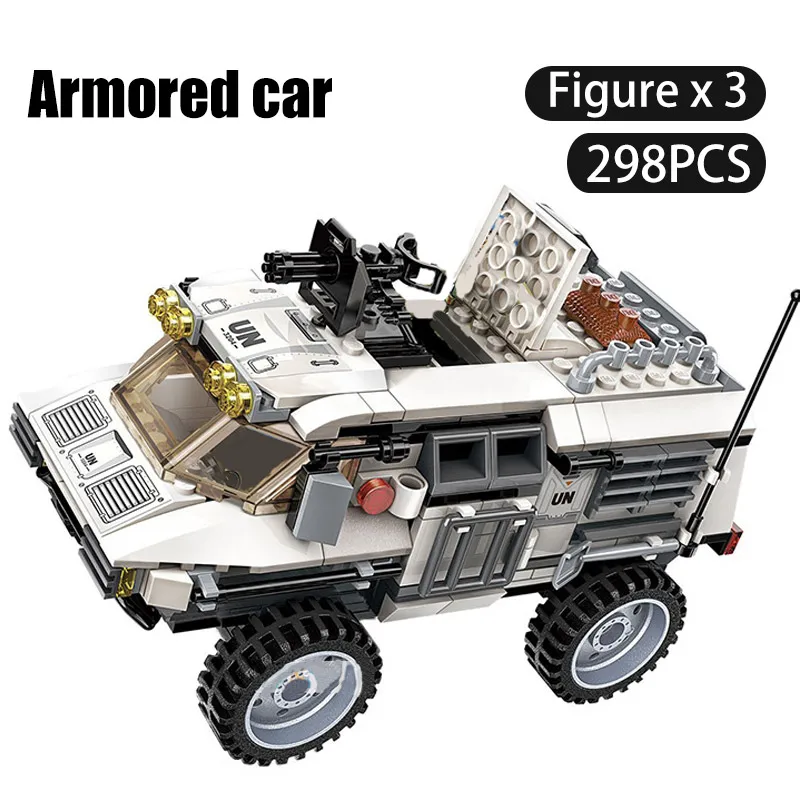 

298PCS Military Compatible legoing Car Vehicle Weapon Sets Building Blocks WW2 Army Panzer Chinoook Brick Toys Children Boy Gift