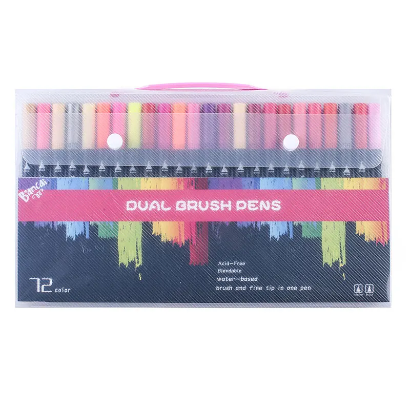 100 цветные ручки для рисования, художественные маркеры, аниме надписи, акварельная кисть для рисования, ручка с двойным наконечником, набор маркеров