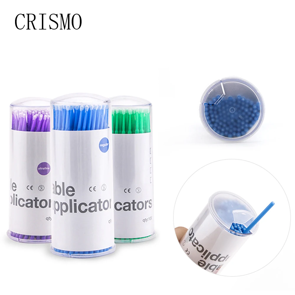 CRISMO 100Pcs Disposable Micro Eyelash Brushes Mascara Wands Applicator Wand Lash Removing Swab Micro Brush Extension 2