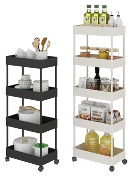

Kitchen rack bathroom bathroom mobile wheel trolley floor multi-layer debris storage storage shelf