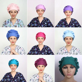 

New Fashion Women Polyester Night Sleep Cap Hair Bonnet Hat Silk Head Cover Wide Elastic Band Adjustable Strap Design Head Cover