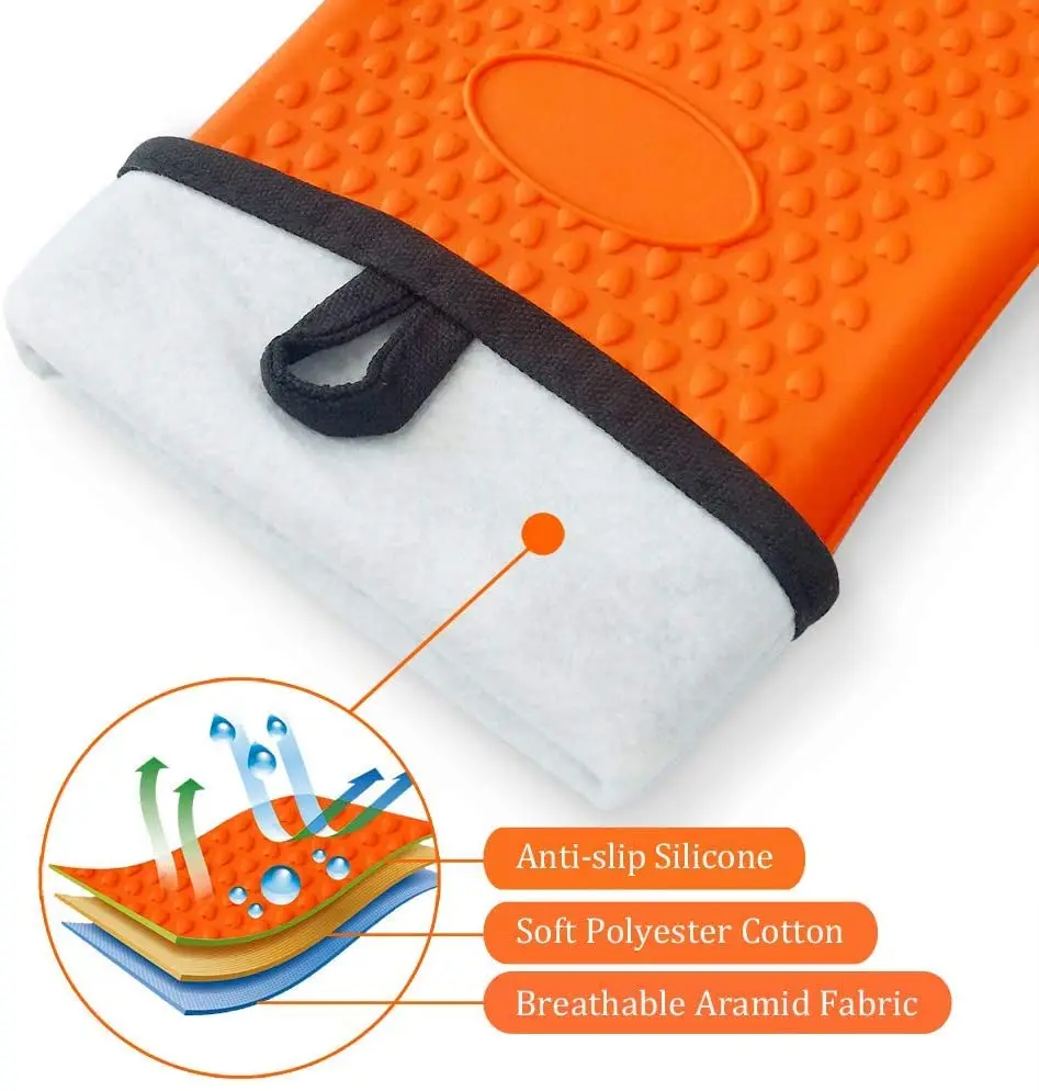 1 Piece Long Silicone Kitchen Gloves-BBQ Grill Gloves Heat Resistant Cooking Gloves For Grilling Oven Mitts