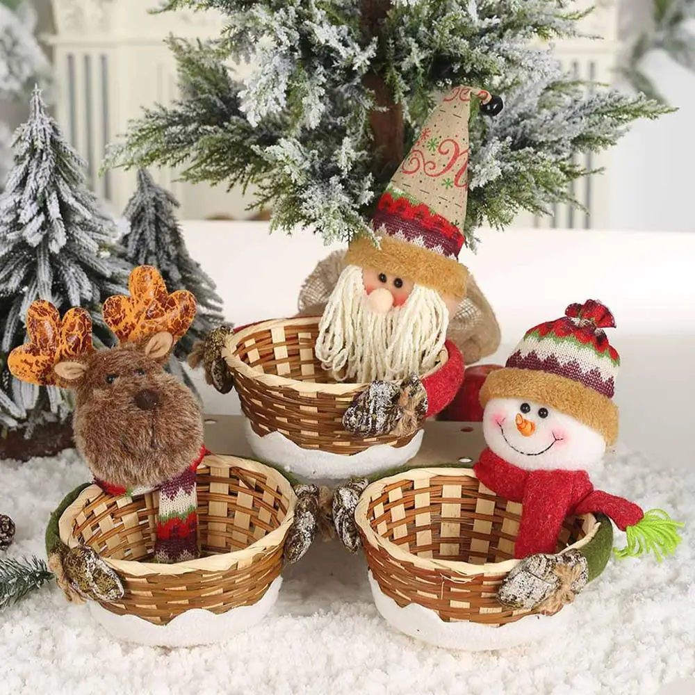 

Merry Christmas Candy Storage Basket Santa Claus Decoration For Apple Cookies organization Storage Baskets Gifts Decor #3F