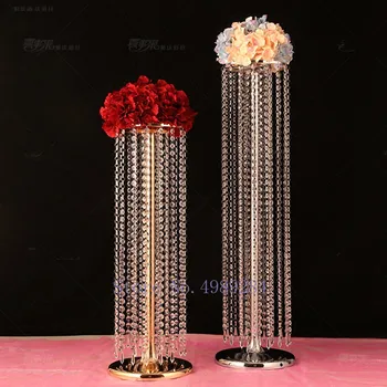 

Creative Retro Silver Wedding decoration props crystal Bead curtain Acrylic Decorative pendant Candlestick Flower arrangement