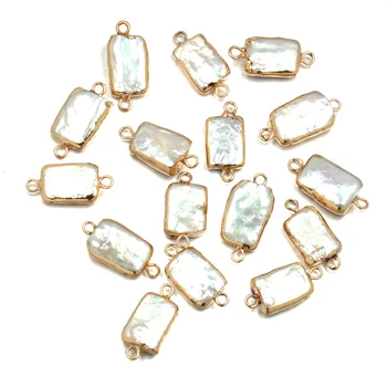 

3pcs Natural Freshwater Pearl Pendants White Double Hole Connector Charms for Jewelry Making Necklace Accessories 9x20-10x25mm