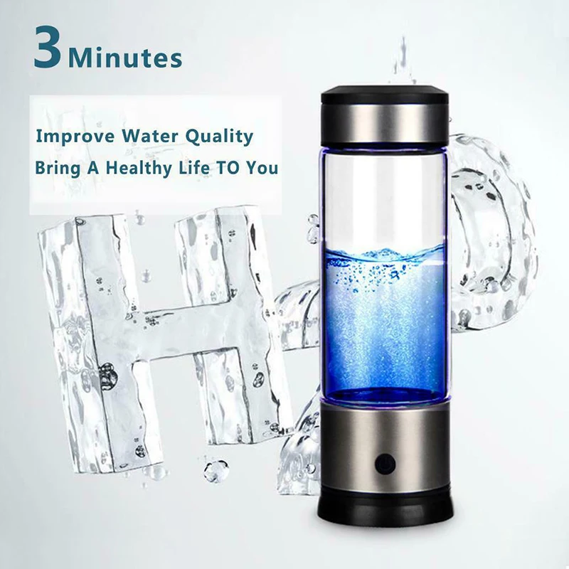 

Hydrogen-Rich Water Ionizer Maker Cup Generator Glass Bottle Mug USB Charging 400ml-420ml VJ-Drop