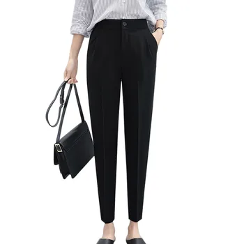 

Women's Pants Casual Fashion Solid Mid Elastic Waist Long Trousers Office Plus Size Women Joggers Sweat Skinny Pencil Pant Black