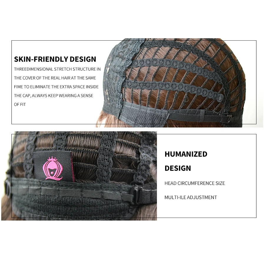 7JHH Black Brown Long Wavy Wig With Fluffy Bangs For Women To Wear Daily Heat-Resistant Synthetic Wig