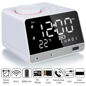 

X11 Wireless Bluetooth Speaker Multi-function Mirror Alarm Clock Music Speaker FM Radio Support AUX TF Card Music Play