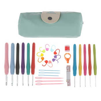 

1set=30 Pieces Crochet Hook Set Colorful Strength Knitting Tools Needle Clip Hook Weave Craft Yarn Sewing Tools