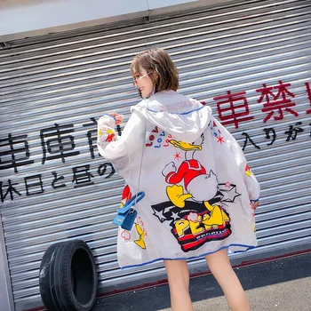 

Tide brand 2020 spring and summer new outdoor cartoon sunscreen clothing loose mid-length beach suit cardigan jacket female