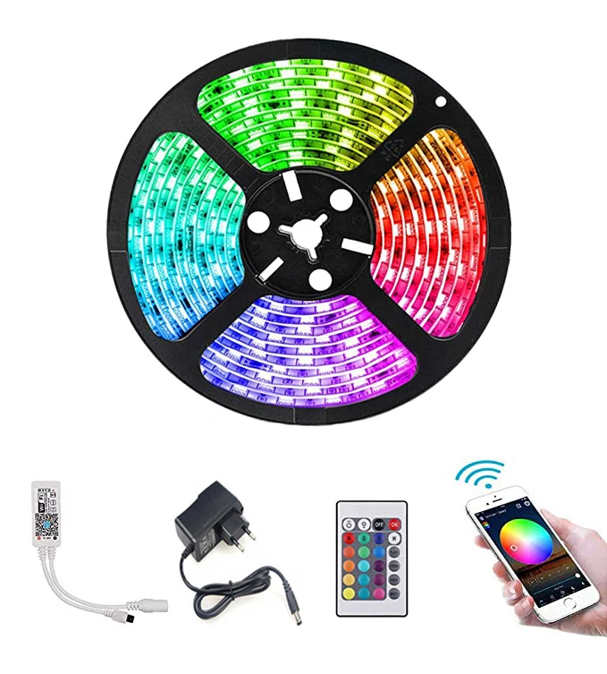 Nastro Rgb Ledstripes 12 V Volt Smd 2835 Impermeabile Ledstrip 1M- 5M 10M 15M 20M Wifi 12 V Led Strip Lights Nastro Rgb Set Completo Remoto