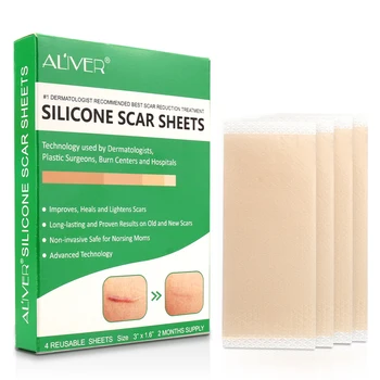 

4pcs Skin Repair Reusable Washable Silicone Sticker Cesarean Section Scar Removal Sheet For Stretch Marks Breathable Therapy