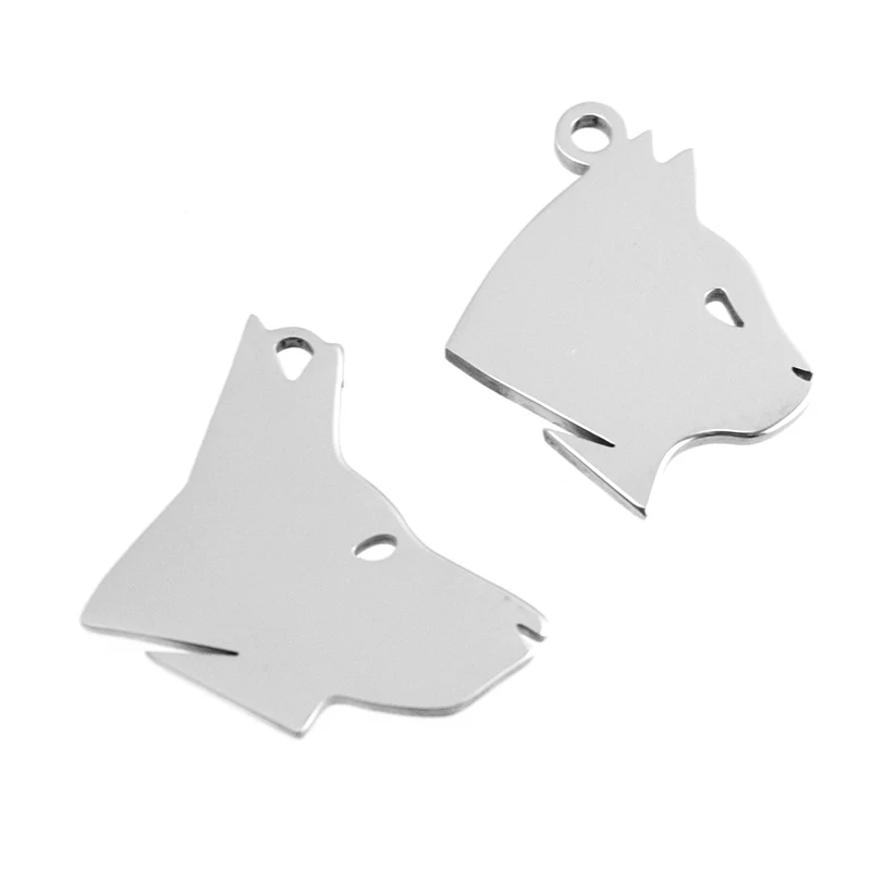 

pet dog cat name tags charm dog / cat head pendant Stainless steel mirror polished charms 50pcs