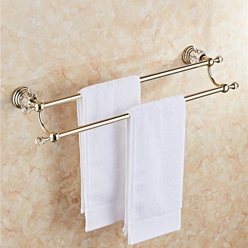 Vidric Полка для полотенец для ванной комнаты с золотым покрытием держатель для туалетной бумаги крючок для халата держатель для полотенец Держатель для полотенец корзина для мыла ELG8540 - Цвет: Double towel bar