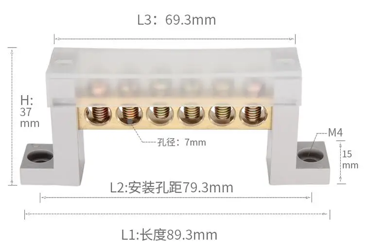 Винт Быстрый латунь din rail клеммный блок распределения Подключаемый модуль печатной платы разъем провода 4/6/8/10/12 позиции клеммной колодки Аппаратные средства - Цвет: 6 pin