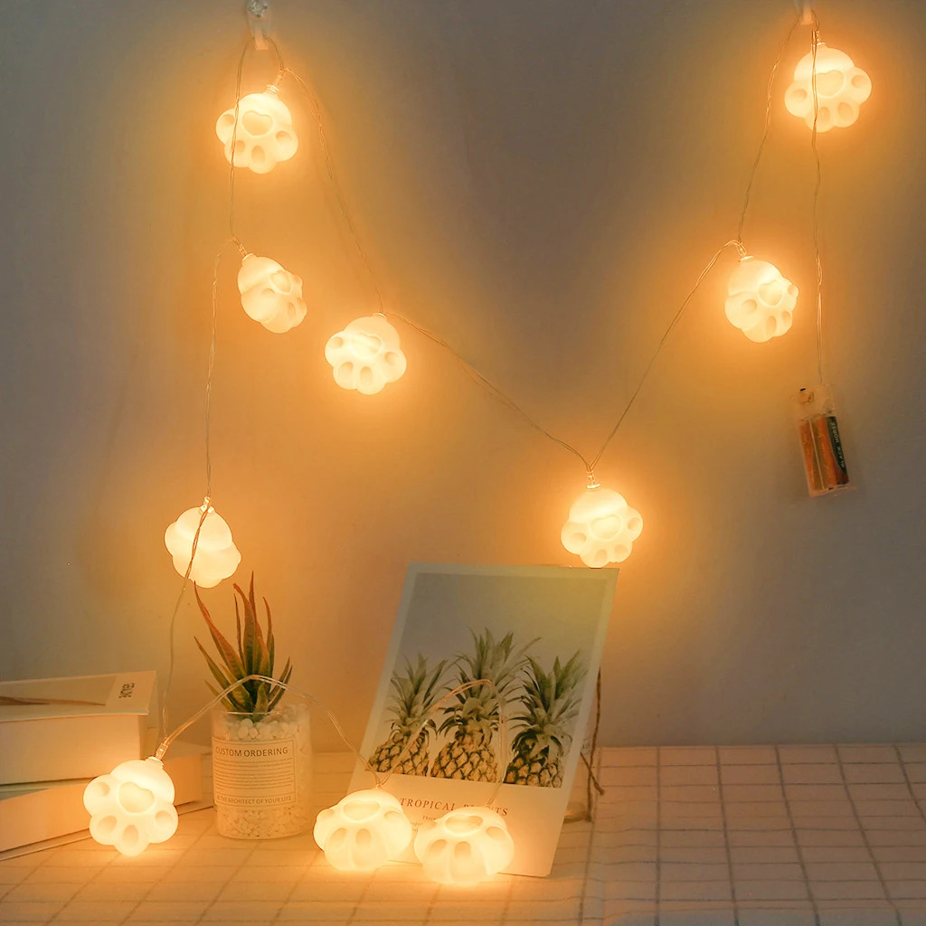 

1 Pcs String String Cute Cat Claw Shape Decorative Copper String Light String 10LED Children Room Party Venue Layout Light Props