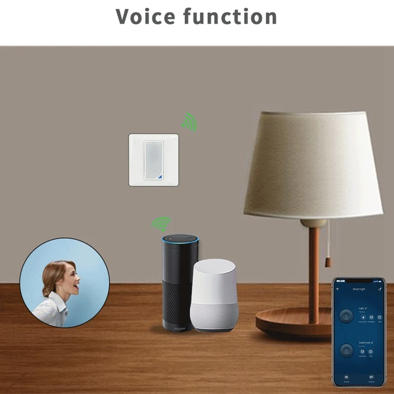 2в1 умное освещение переключатель совместим с Echo Alexa/Google Home, флеш WiFi переключатель и встроенный в ночной Светильник с регулируемой яркостью