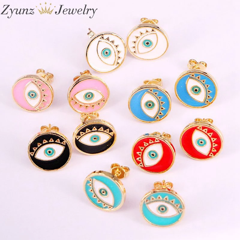 10 пар, модные ювелирные изделия для женщин, эмалированные глаза, серьги-гвоздики, свадебные серьги для помолвки