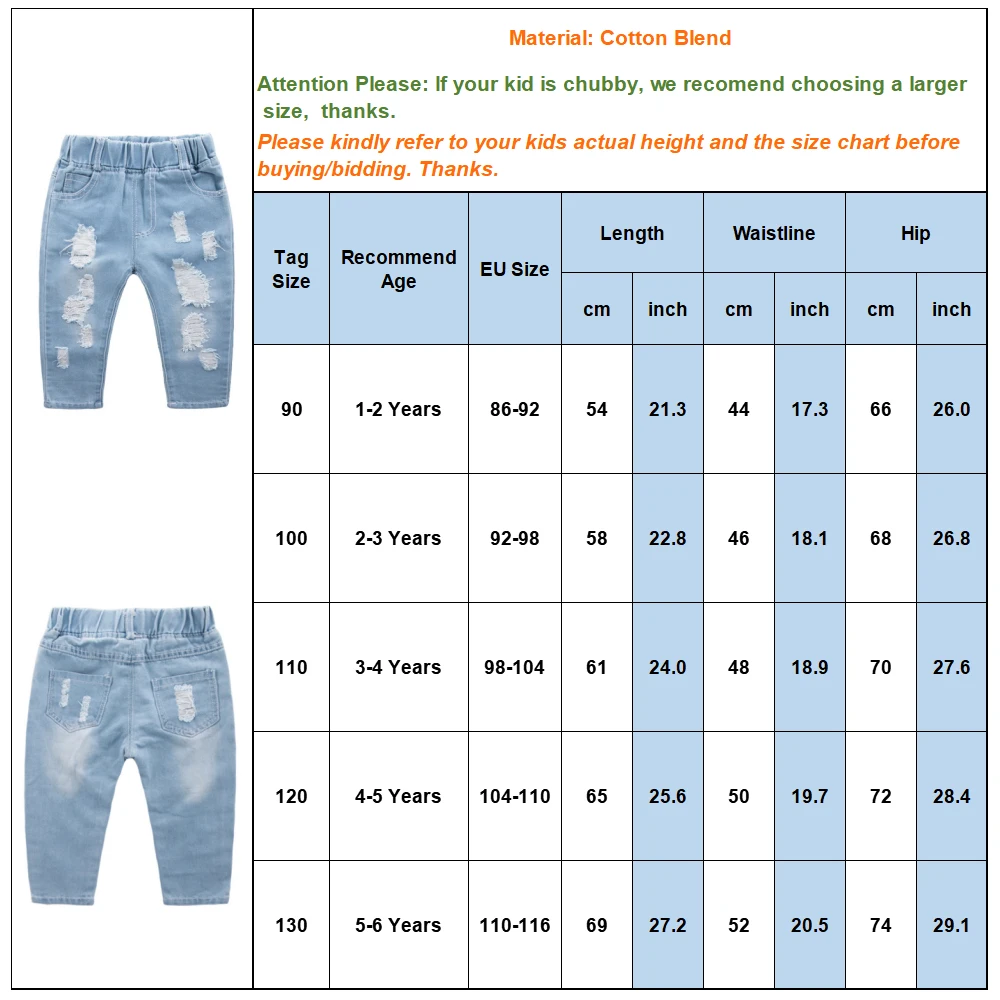 Рваные джинсы для девочек на весну, повседневная детская одежда детские джинсы небесно-голубого цвета От 2 до 6 лет Детские рваные джинсовые брюки для девочек, D30