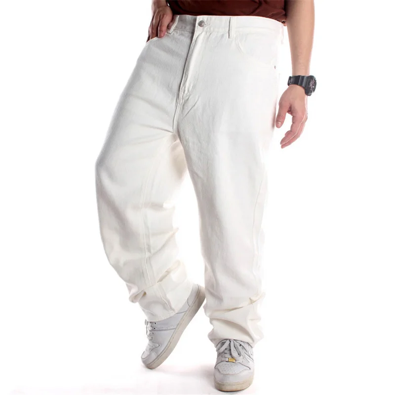 Jeans uomo Jeans bianchi di grandi dimensioni da uomo pantaloni larghi  Casual Hip Hop larghi da uomo Jeans da motociclista taglia 30 46|Jeans| -  AliExpress