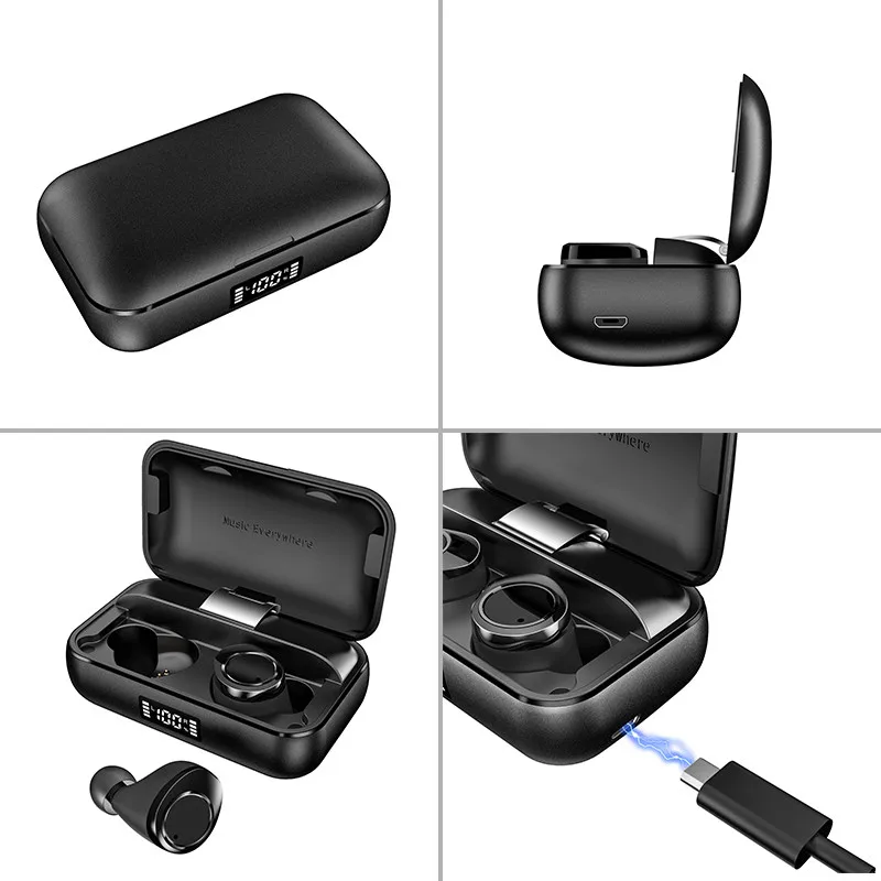 Wireless Earbud TWS X13 BT V5.0 Sports Waterproof Mobile Power Smart In-ear Headphones 5000mAh Charging Box wireless charging