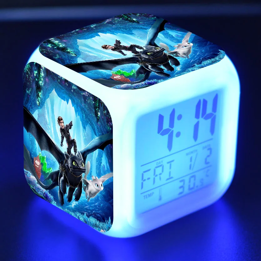 

Anime Figurines How to Train Your Dragon Toothless Colorful Flash Touch light Alarm Clock Toothless Dragon Figure Kids Toys