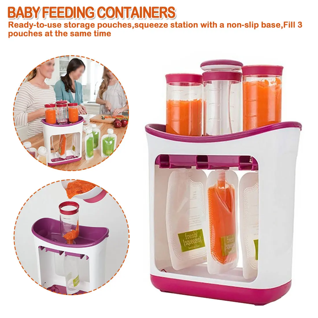 

Food Maker Baby Feeding Containers Storage Toddler Solid Food Fresh Fruit Juice Station