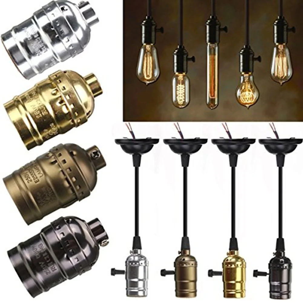 

Retro Pendant Lamp Light Droplight Holder E27 0.8M With Switch 110V-220V Kitchen Bar Industrial Retro Lamp Holder Pendant light
