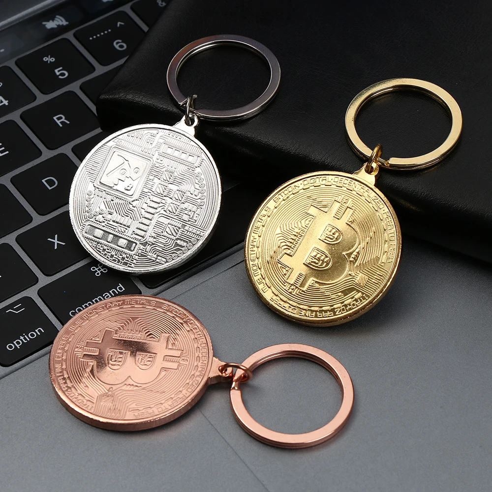 1 шт. 2020 популярный брелок для ключей с биткоином медным покрытием кольцо Для