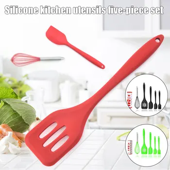 

5pcs/set Silicone Whisk Spatula Steak Frying Spatula Kit Kitchenware Baking Tool Set FAS6