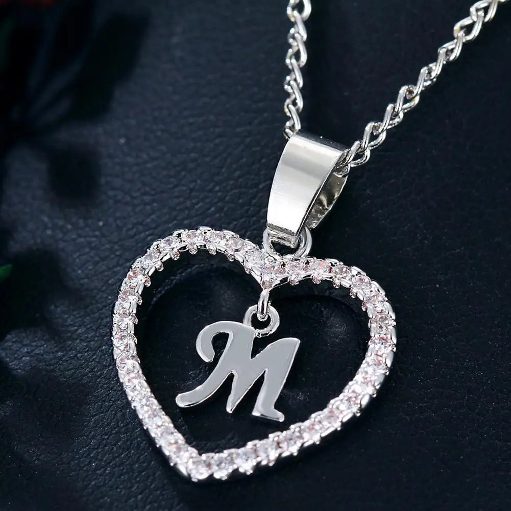 

26 Letters Initial Necklace Alphabet A To Z Initial Cubic Zirconia Heart Pendant Women Necklace Jewelry Personalized Choker Jewe