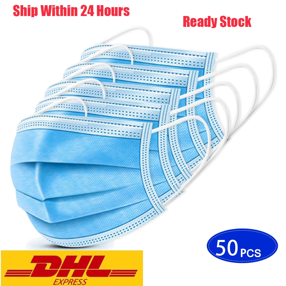 

DHL Fast Shipping Disposable Facial Masks Protective Cover 3 Layers Dustproof Mask Anti-dust Earloop Maschera Viso 