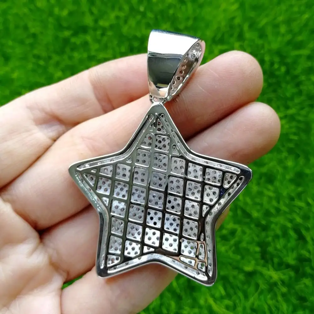 Bling bling хип хоп подвеска с пентаграммой медь микро проложить с камнями из кубического циркония ожерелье ювелирные изделия для мужчин и женщин CN014