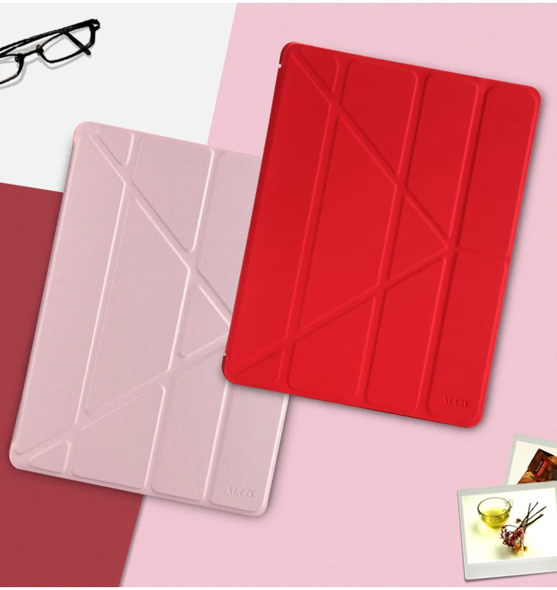 couro silicone multi-fold smart cover para ipad