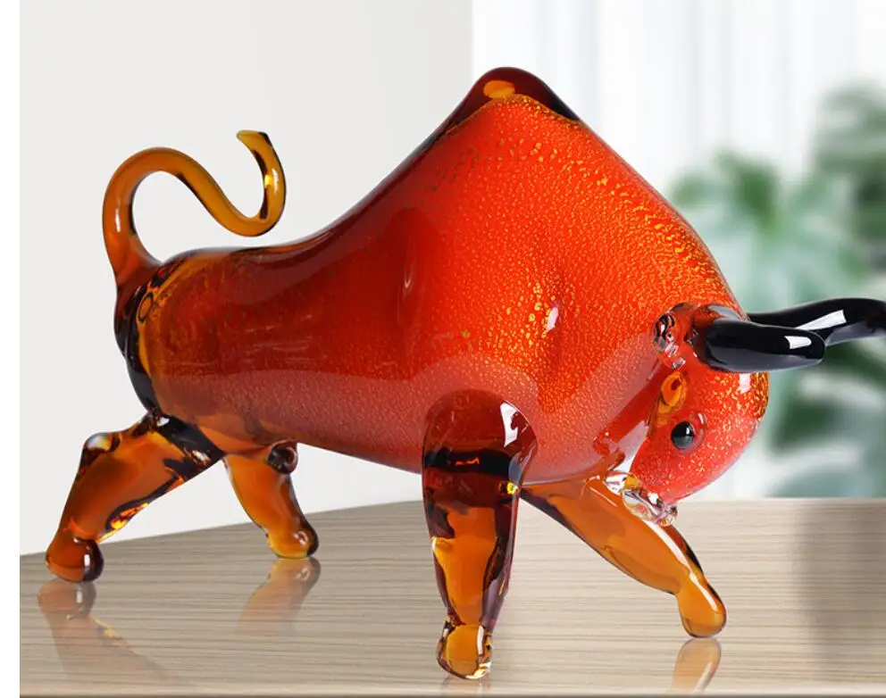 

cattle OX Hand made light luxury glass cattle home furnishings crystal animal office creative crafts