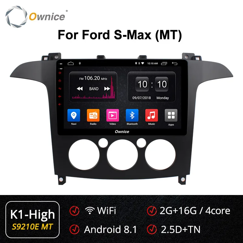 Ownice Android 9,0 Octa 8 ядерный 64G rom автомобильный DVD gps Navi Радио Стерео K3 K5 K6 для S-Max 2007 2008 4G LET DSP Car play DAB+ DVR - Цвет: S9210-1 K1-High