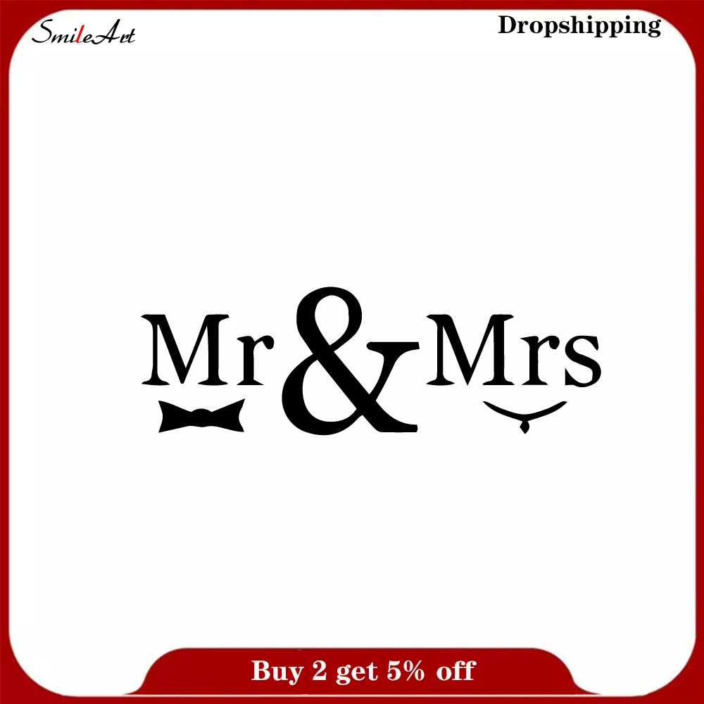 Современные водонепроницаемые настенные стикеры Mr and Mrs искусство стен наклейки