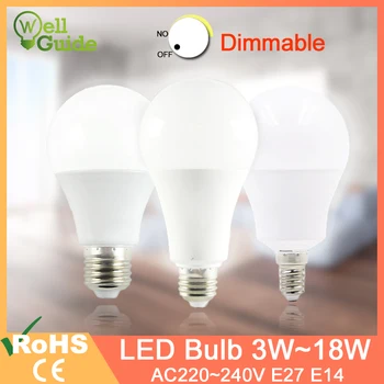 

led lamp E27 E14 dimmable led bulb Real 20W 18W 15W 12W 9W 5W 3W AC 220V 240V lampara LED Lamp Aluminum Table lamp Lamps light