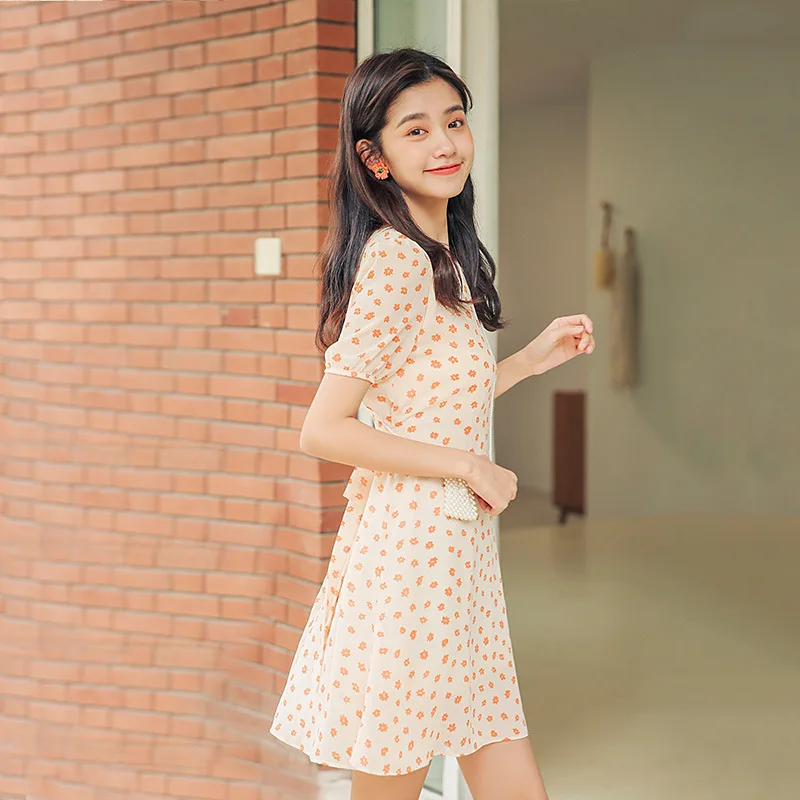 

Dress Women's Summer Very Fairy of Non-mainstream Skirt Waist Hugging Slimming Medium-length Dress 2019 New Style Popular