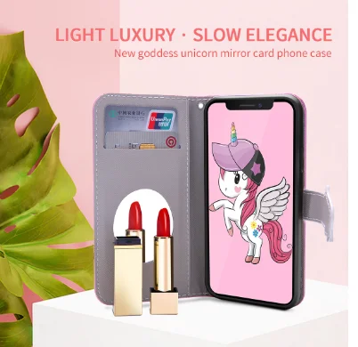 

For iPhone XS Max Case X R Funda Flip Leather Angel Unicorn Wallet For iPhone 7 8 Plus Coque 6 6S Plus PU Mirror Books