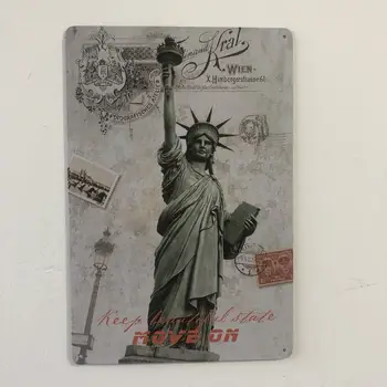 

[Luckyaboy] Statue of Liberty Plaque Vintage Metal Tin Signs Home Bar Pub Garage Decor Plates Man Cave Wall Sticker
