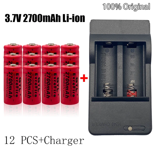 3.7v 2700mah Li-ion 16340 Battery Cr123a Rechargeable Batteries