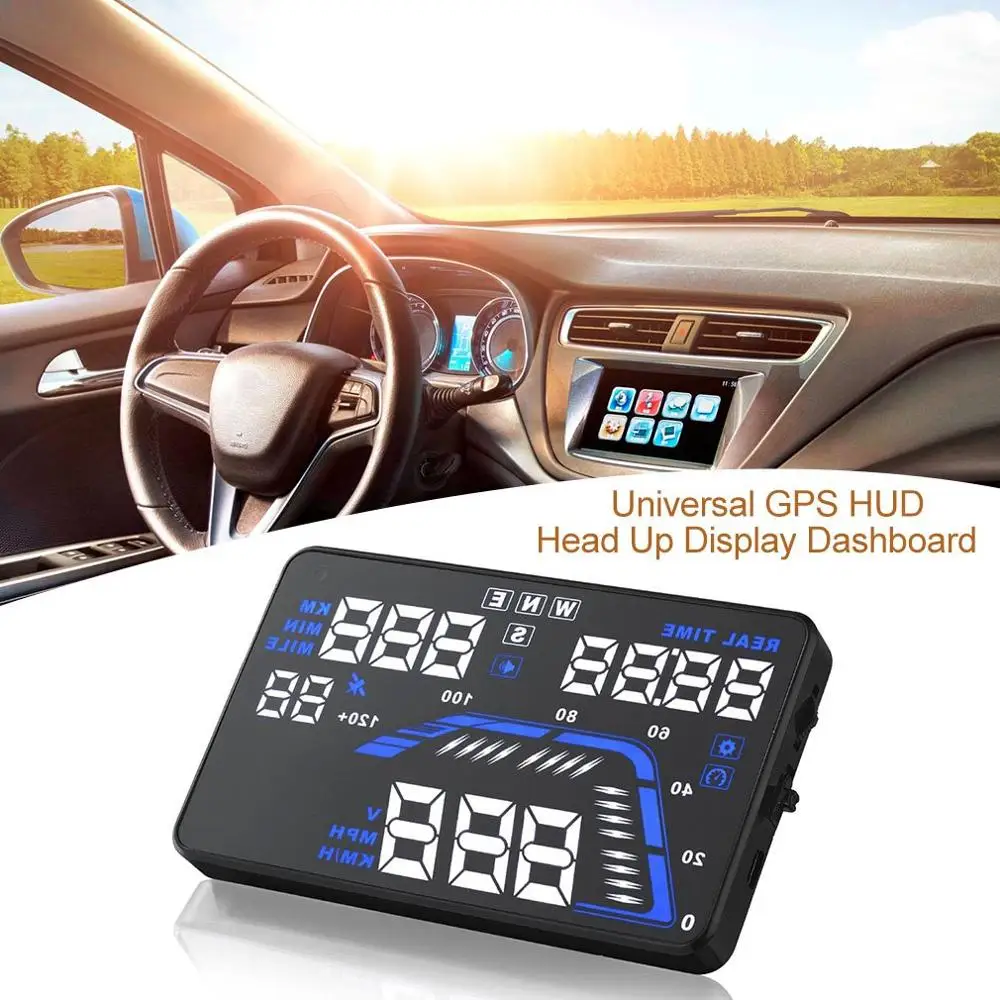 

Q7 5.5" Universal GPS HUD Head Up Display Dashboard Mounted Projector for Speed Data Time Over Speed Alarm Compass Altitude