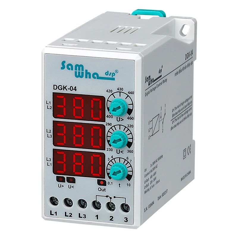 

Samwha-Dsp DGK-04 Digital Three Phase Overvoltage & Undervoltage Protection Relay Voltage Seting Relay (3*380V Non-Neutral)