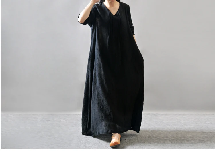M9125 женское платье средней длины с длинными юбками, Осеннее льняное платье с текстурой и художественной текстурой, большой размер
